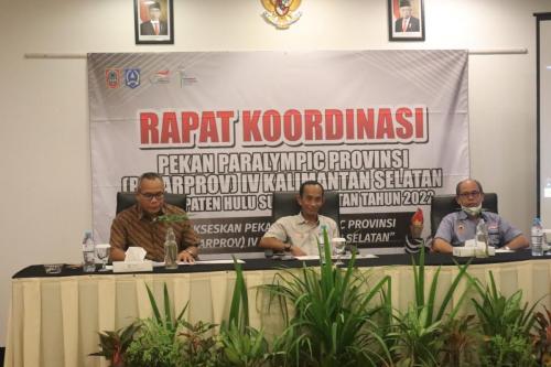 Rapat Koordinasi Persiapan Peparprov IV di Kabupaten Hulu Sungai Selatan Tahun 2022.Tanggal 17 - 19 September 2022 Bertempat di Hotel Roditha Banjarbaru